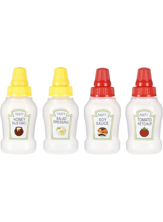 LAMAY 4pcs Mini Ketchup Bottles with Sturdy Screw Cap,25ml Mini Condiment Squeeze Bottles Portable Honey Sauce Salad Dressing Dispensers Jars Containers for Kids Adults (Size : 4pcs) - Image 1